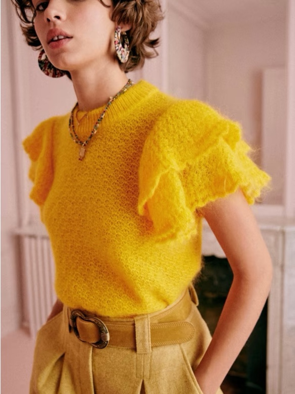 EUC US Small Sezane Ilda Jumper Sweater Bright Yellow